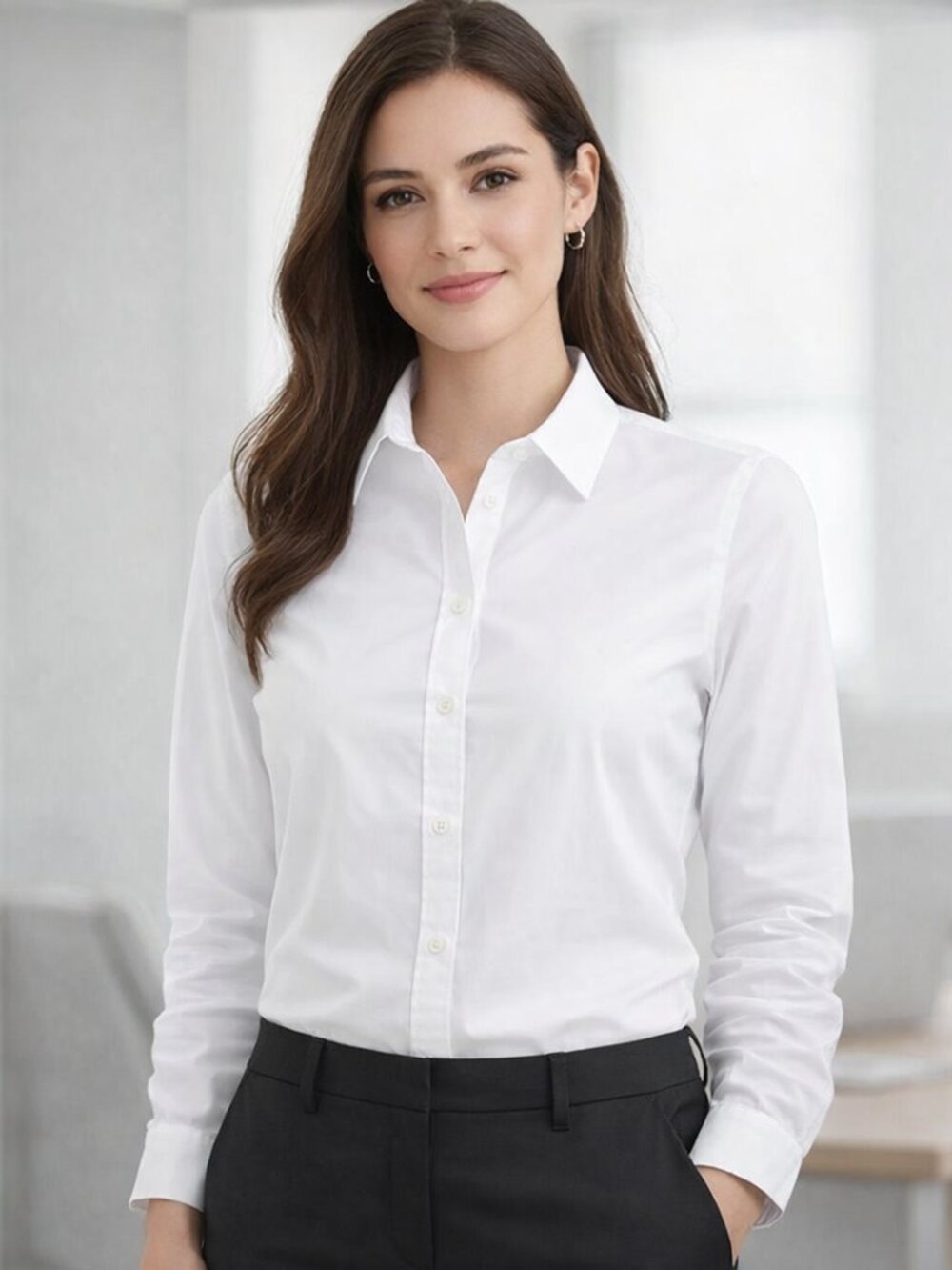 Banana Republic Classic White Long-Sleeve Button-Up Dress Shirt  Size XS